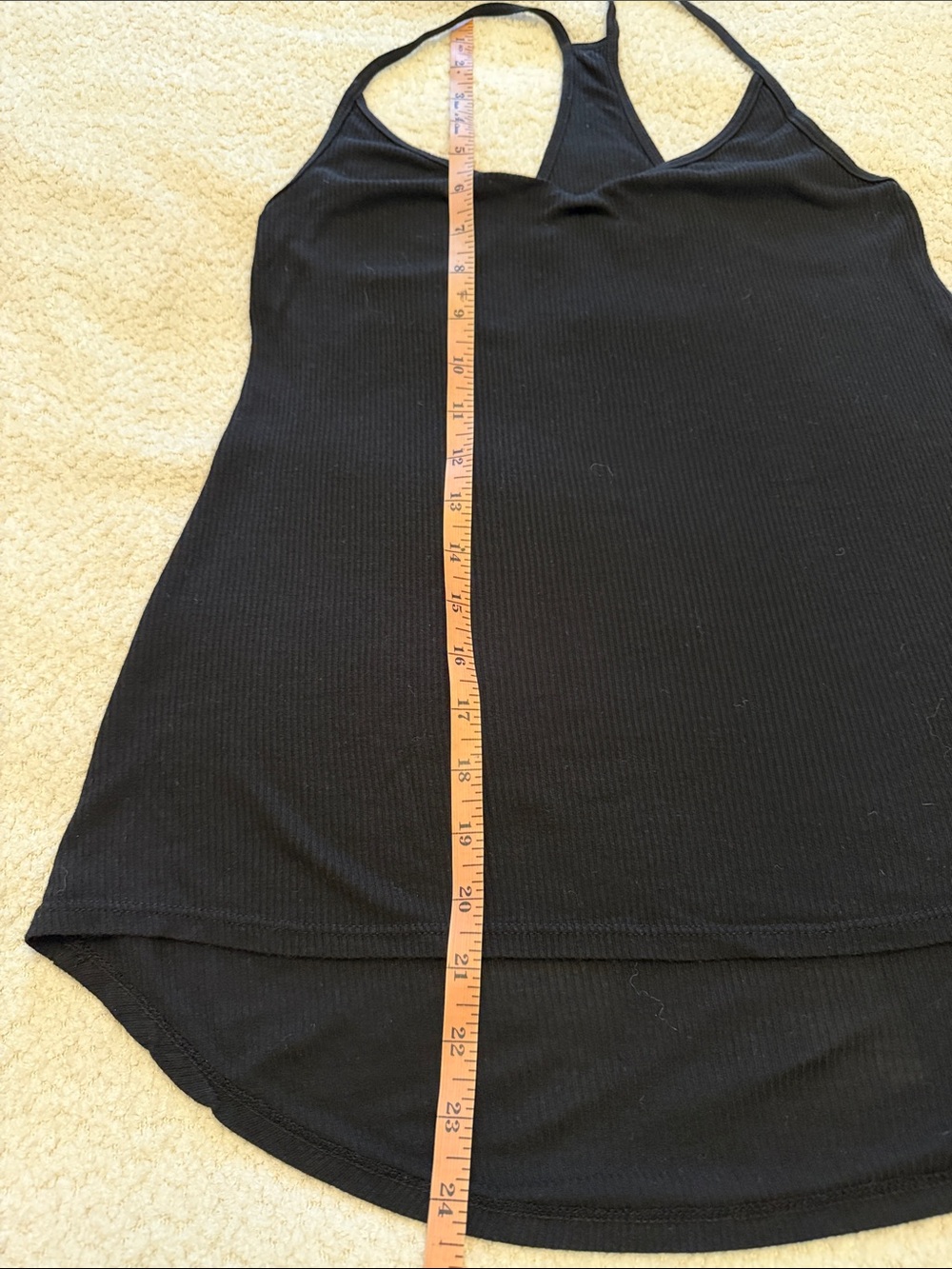 Enza Costa Black Ribbed Racerback High Low Hem Spaghetti Strap Tank - size Med - Picture 9 of 10